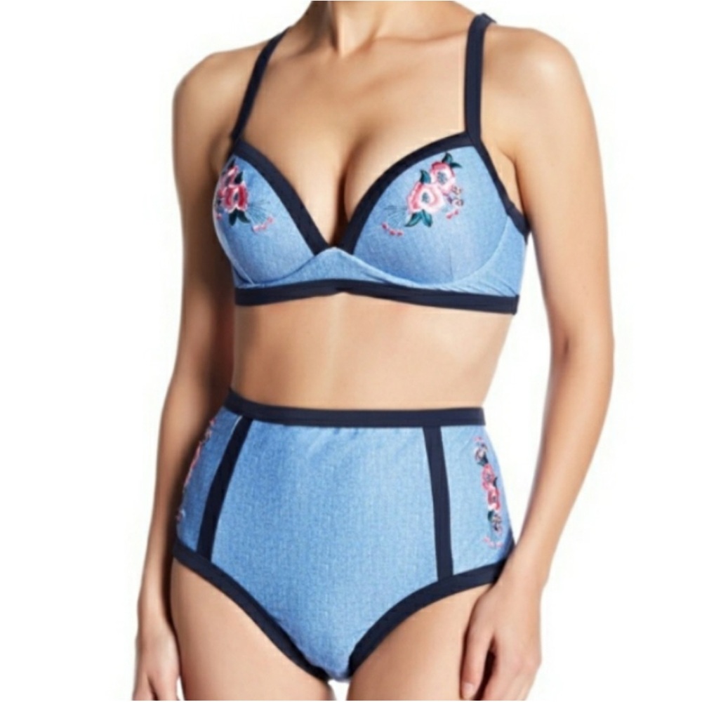 Marlyn Monroe Blue Floral Bikini Set